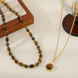 stonesfortune Tiger eye beaded copper necklace
