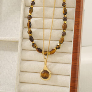 stonesfortune Tiger eye beaded copper necklace