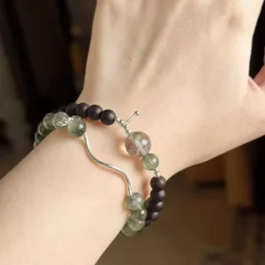 Agarwood-Green-Phantom-Green-Rutilated-Quartz-Silver-Bracelet