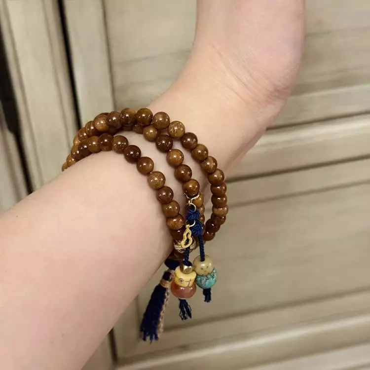 Cook Island Red Coral Amber Honey Amber Lapis Lazuli Gold Plated Silver Mala Bracelet