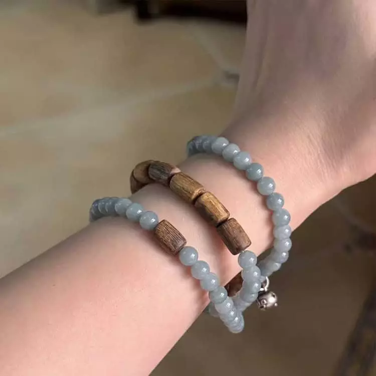 Kyara Agarwood + Blue Water Jadeite + Silver