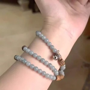 Kyara Agarwood + Blue Water Jadeite + Silver