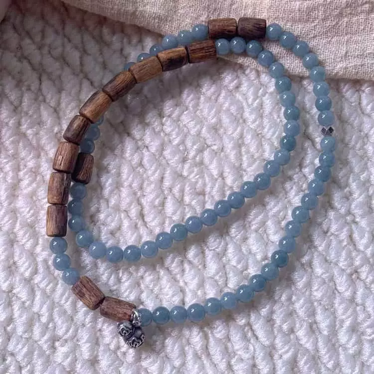 Kyara Agarwood + Blue Water Jadeite + Silver