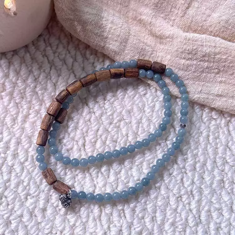 Kyara Agarwood + Blue Water Jadeite + Silver