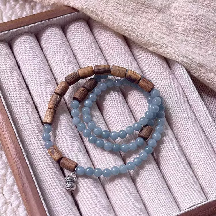 Kyara Agarwood + Blue Water Jadeite + Silver