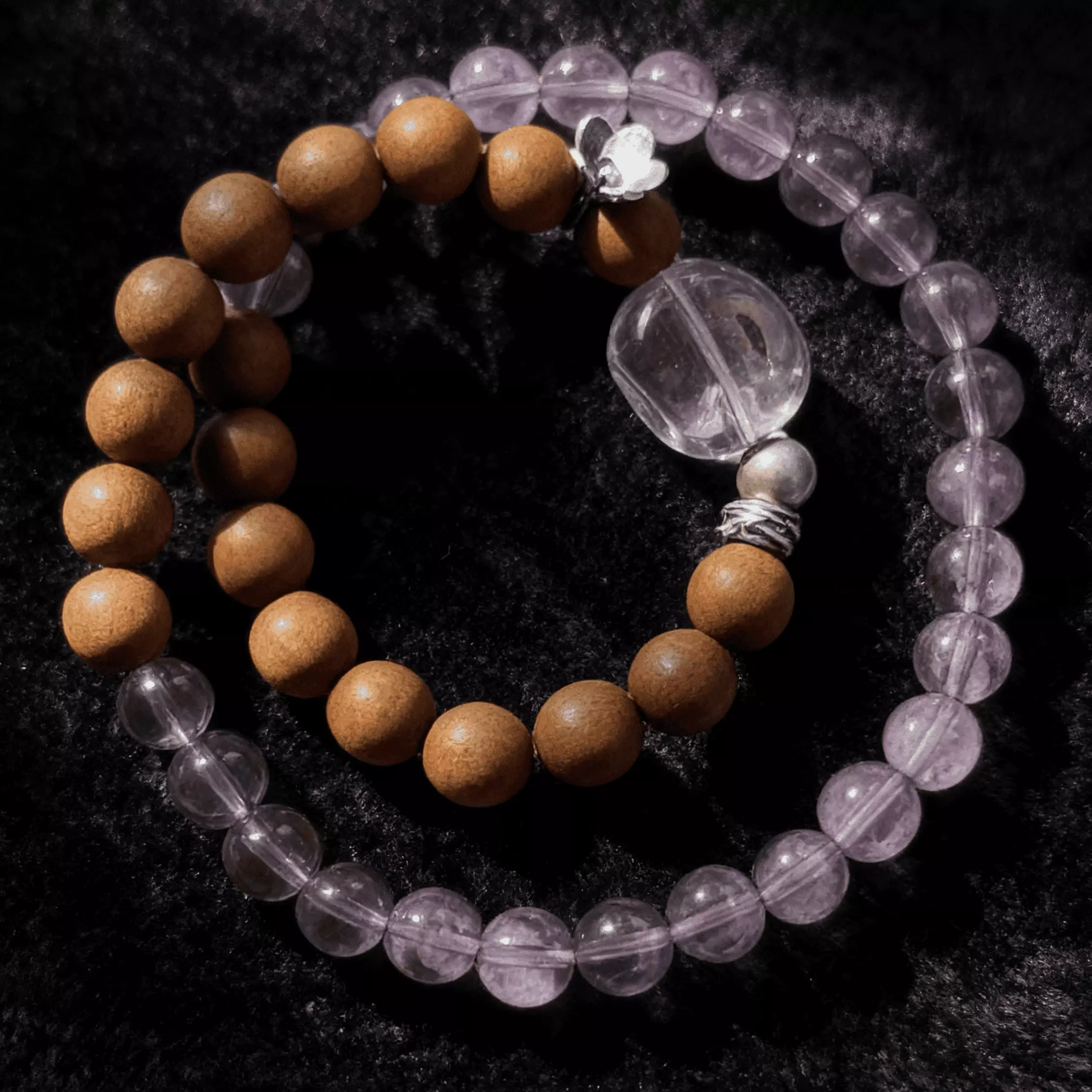 Sandalwood Amethyst Double-Strand Bracelet Prayer Beads Mala