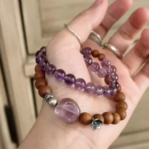 Sandalwood Amethyst Double-Strand Bracelet Prayer Beads Mala
