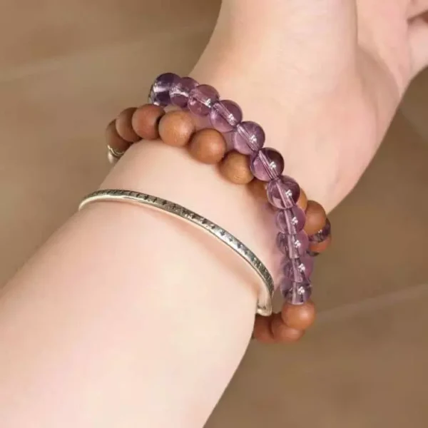 Sandalwood Amethyst Double-Strand Bracelet Prayer Beads Mala