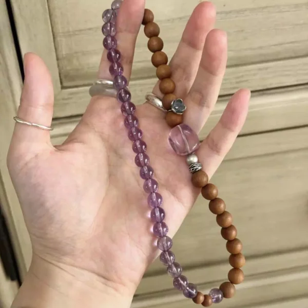Sandalwood Amethyst Double-Strand Bracelet Prayer Beads Mala
