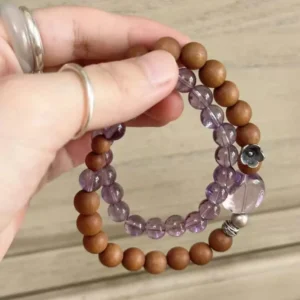 Sandalwood Amethyst Double-Strand Bracelet Prayer Beads Mala