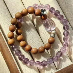 Sandalwood Amethyst Double-Strand Bracelet Prayer Beads Mala