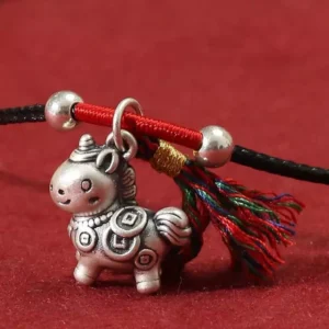 999-Fine-Silver-Horse-Pendant-on-Braided-Cord-Necklace