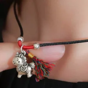 999-Fine-Silver-Horse-Pendant-on-Braided-Cord-Necklace