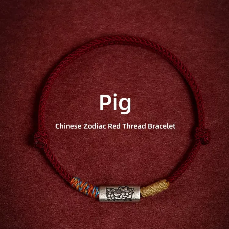 925 Sterling Silver Zodiac Red String Bracelet Year Of The Horse