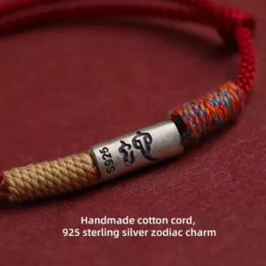925 Sterling Silver Zodiac Red String Bracelet Year Of The Horse